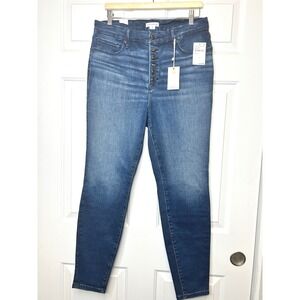 Good American Good Legs Jeans Womens 15 Blue NWT High Rise Button Fly GLEB160T